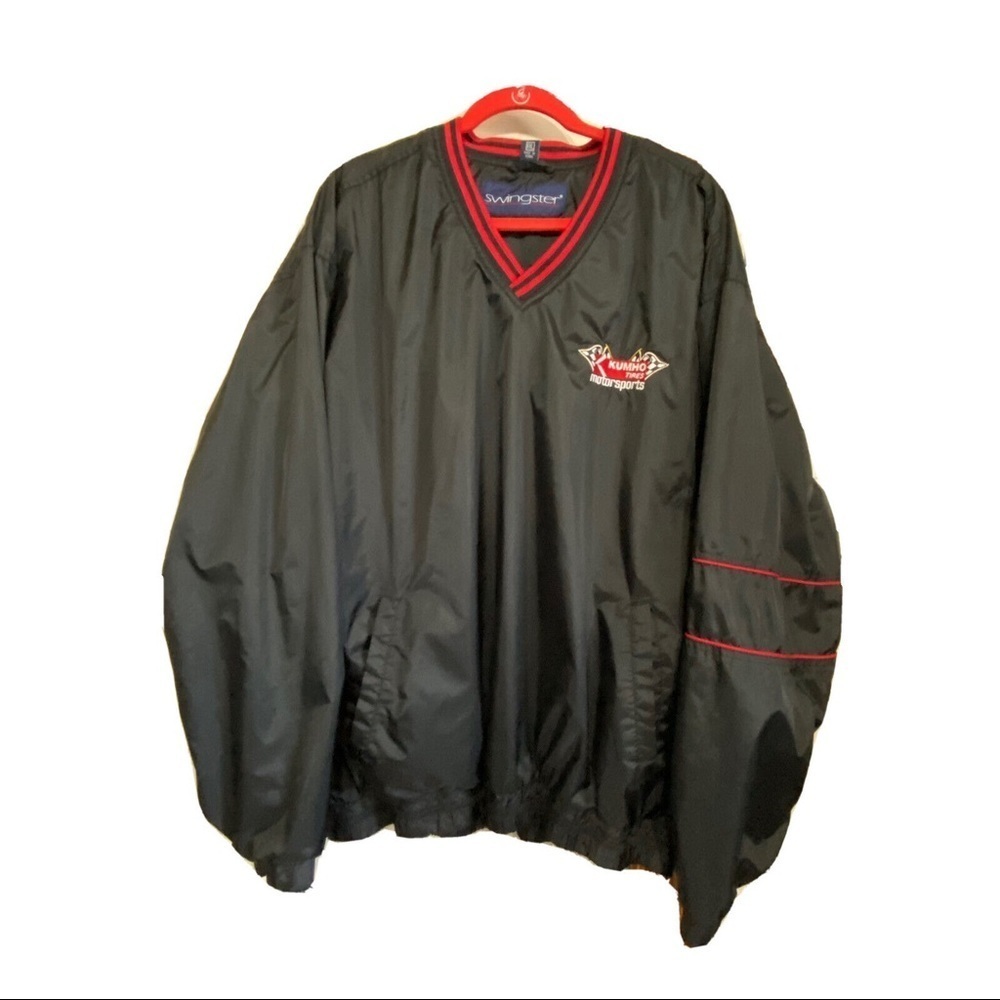 Swingster Windshirt Black Nylon Side Zips Kumo Tire Motorsports Emb Mens…